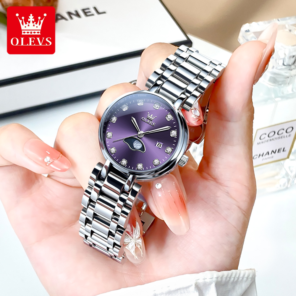 Ladies Luxury Watch - ساعة كوارتز أنيقة من OLEVS بمينا