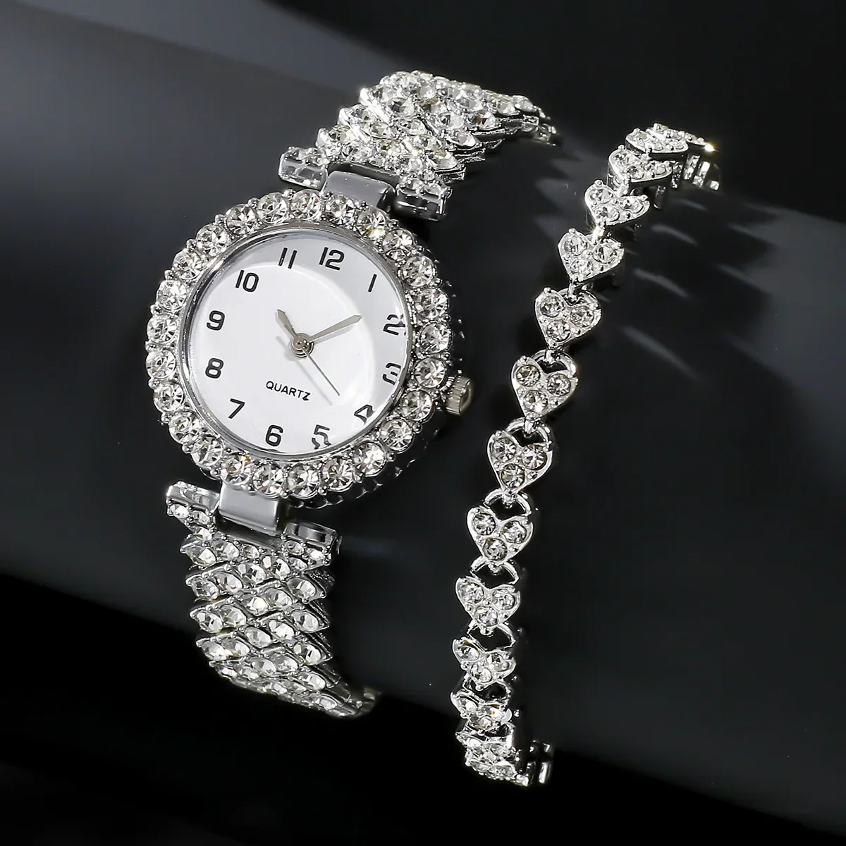 Ladies Luxury Watch - 1 قطعة/2 قطعة مجموعة ساعات نسائية