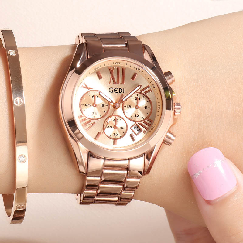 الفاخرة ارتفع الذهب المرأة ساع - مراجعة Luxury Watch Unique وسعره