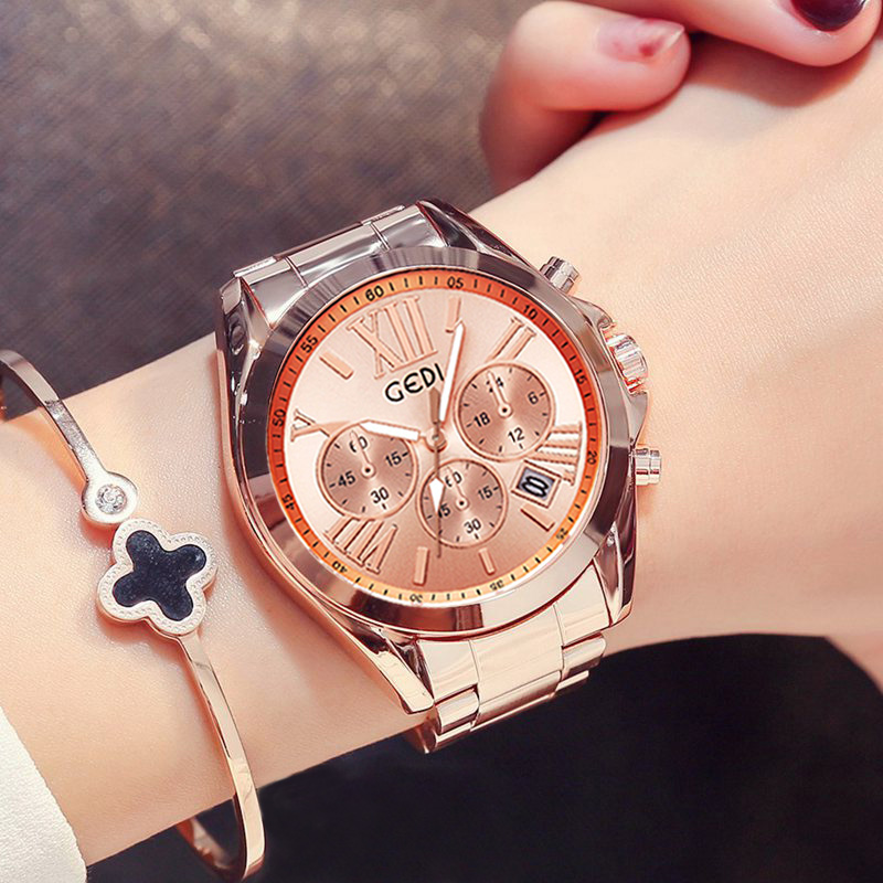 الفاخرة ارتفع الذهب المرأة ساع - مراجعة Luxury Watch Unique وسعره