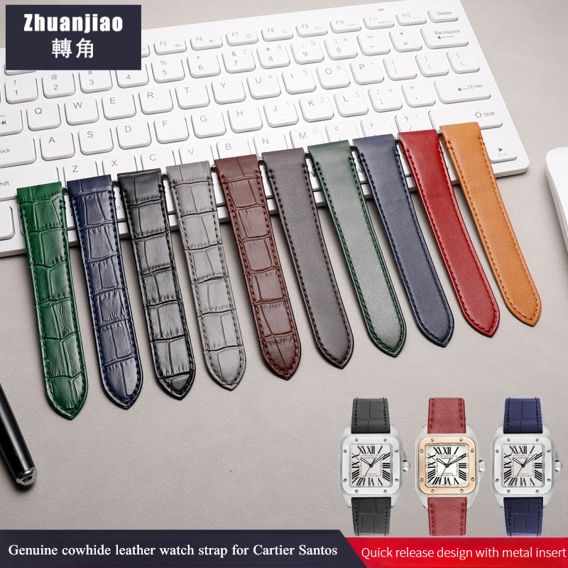 حزام ساعة عالي الجودة من جلد ا - مراجعة Cartier Watch Santos وسعره