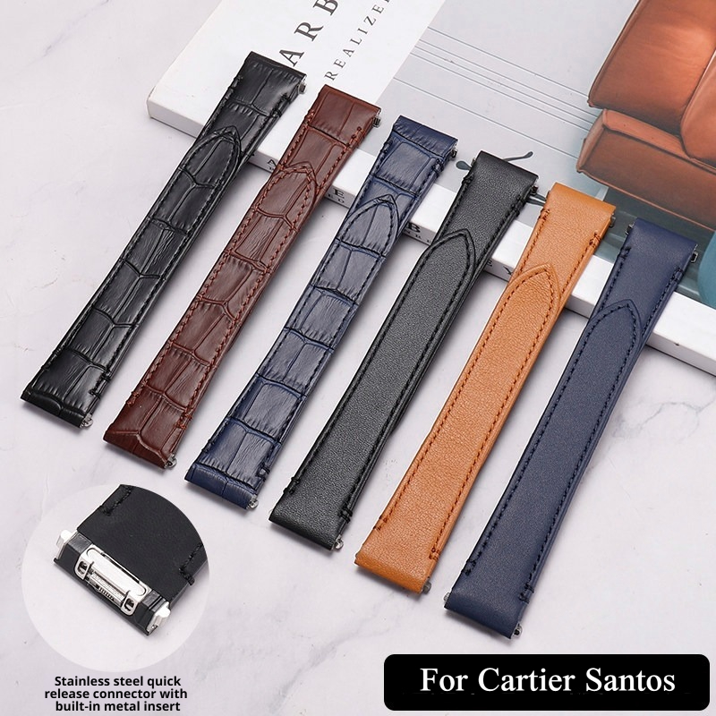 حزام ساعة عالي الجودة من جلد ا - مراجعة Cartier Watch Santos وسعره