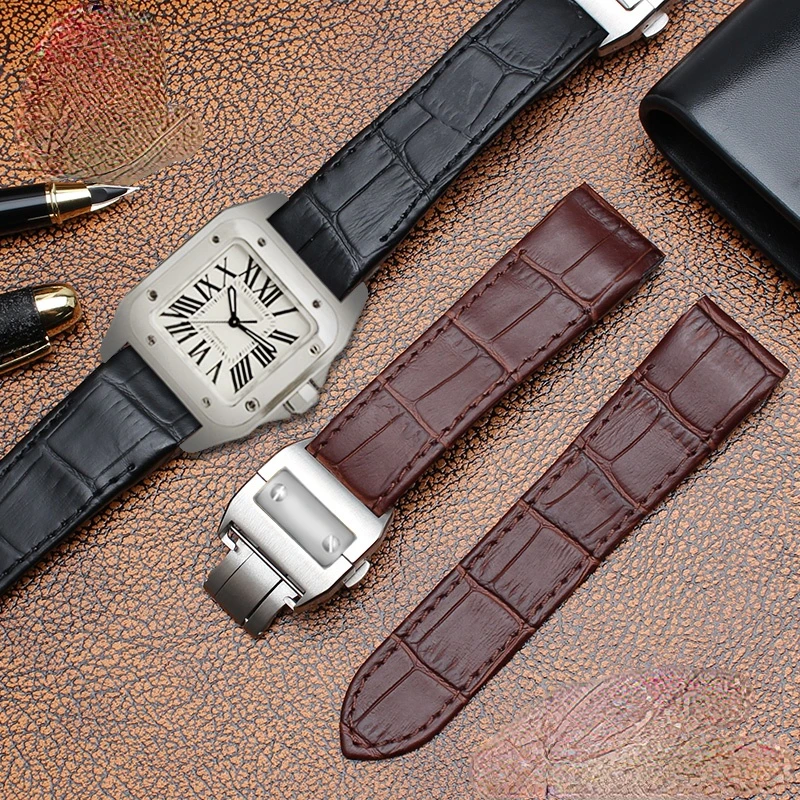 جلد طبيعي حزام الساعات لكارتيي - مراجعة Cartier Watch Santos وسعره