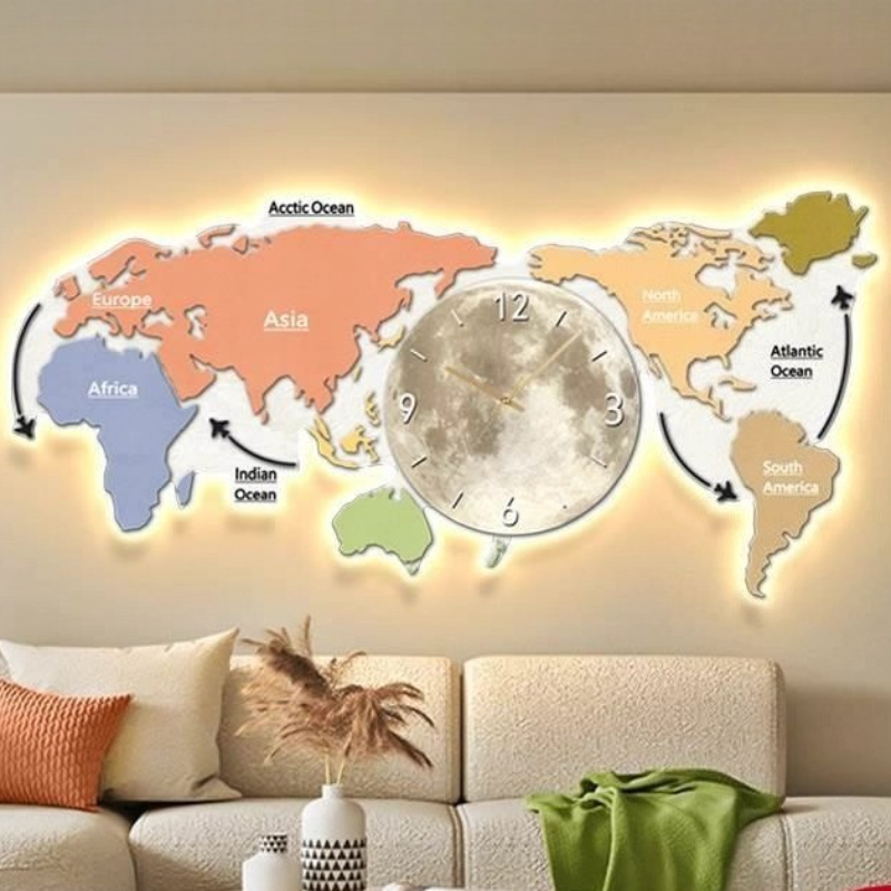 ساعة حائط مضيئة بتصميم خريطة ا - مراجعة Luxury Watch Wall Clock وسعره